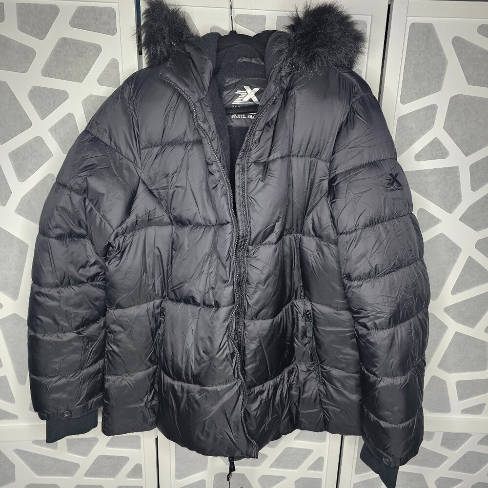 ZEROXPOSUR WOMEN'S BLACK FLEECE LINING PUFFER HOODED WARM HAND CUFF COAT XXL